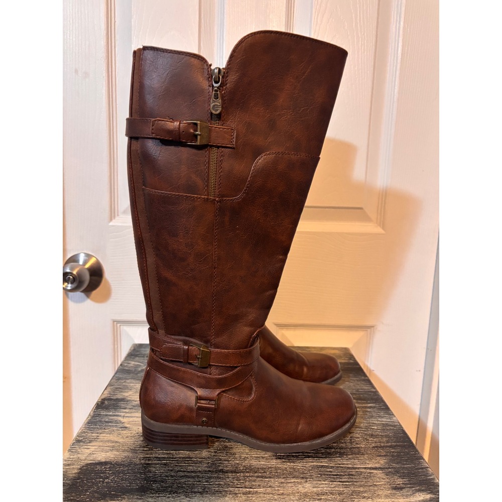 G by GUESS Hilight Brown Wide Calf Riding Boots Size 8.5M